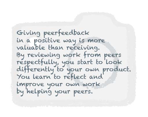 In workshops Visual Storytelling online peerfeedback is essential to keep the proces of learning together in continuation, also after the workshops are given.